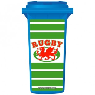 Wales Rugby Dragon On A Ball Shield Wheelie Bin Sticker Panel